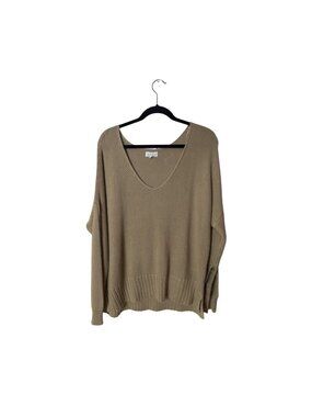 Lucky Brand Womens Oversized Beige Knit Sweater Medium Crewneck Long Sleeve